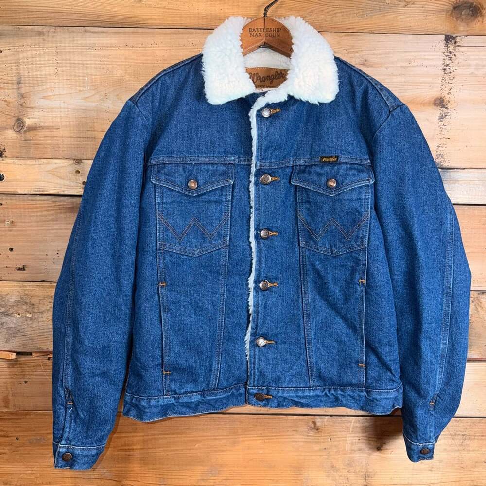 Wrangler Western Sherpa Lined Denim Jacket Size S Blue Coat